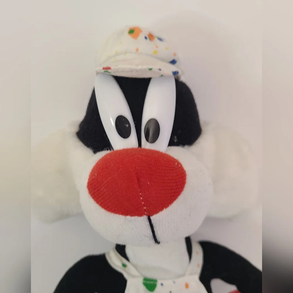 Vintage‎ 1998 Looney Tunes Sylvester Cat Plush 13" Painter Overalls - Picture 4 of 6